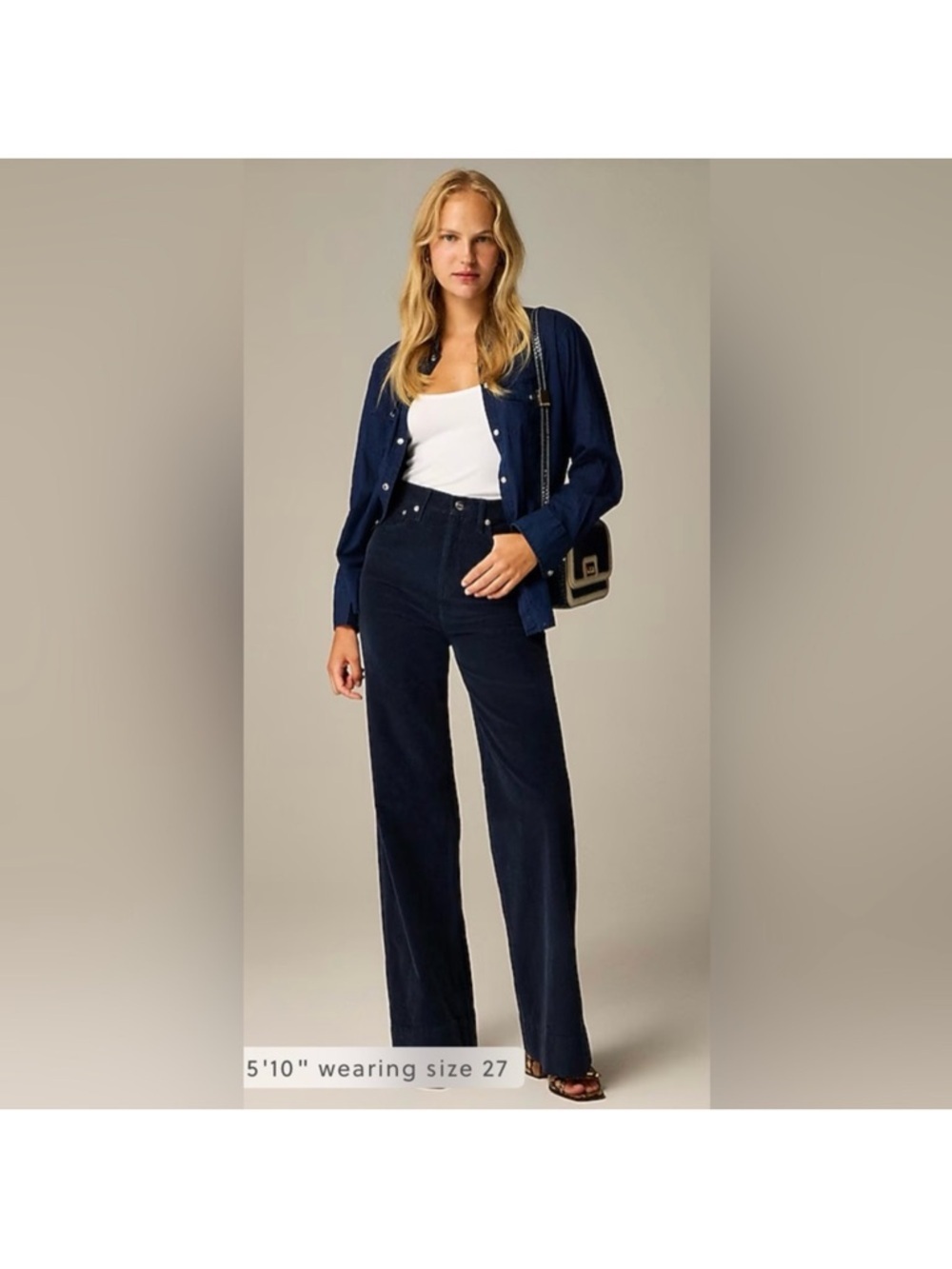 NWT J. Crew Wide Leg Corduroy Trousers Pants Sz 32 Navy